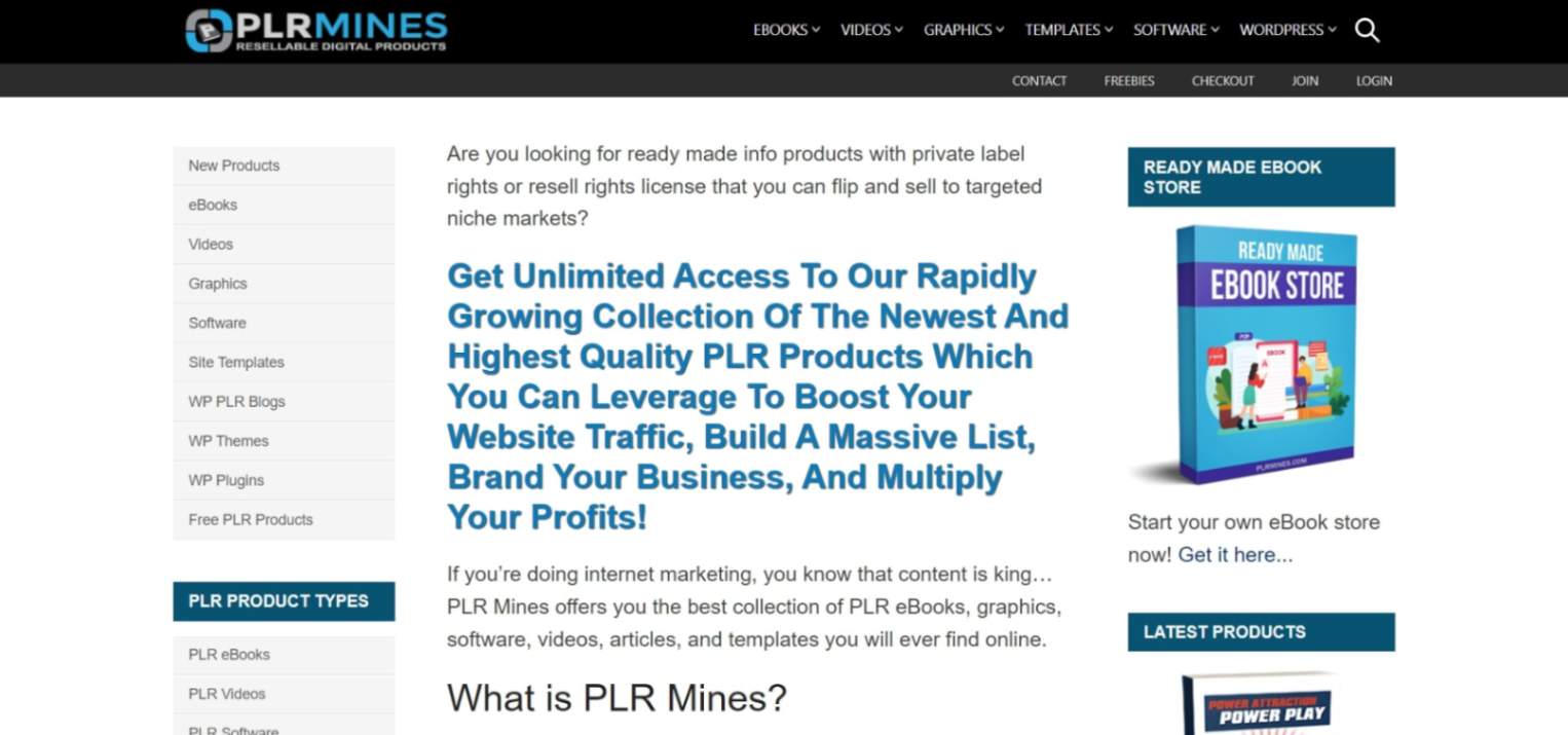 PLRMines website dashboard