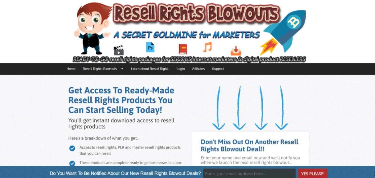 Resell Right Blowout-website dashboard