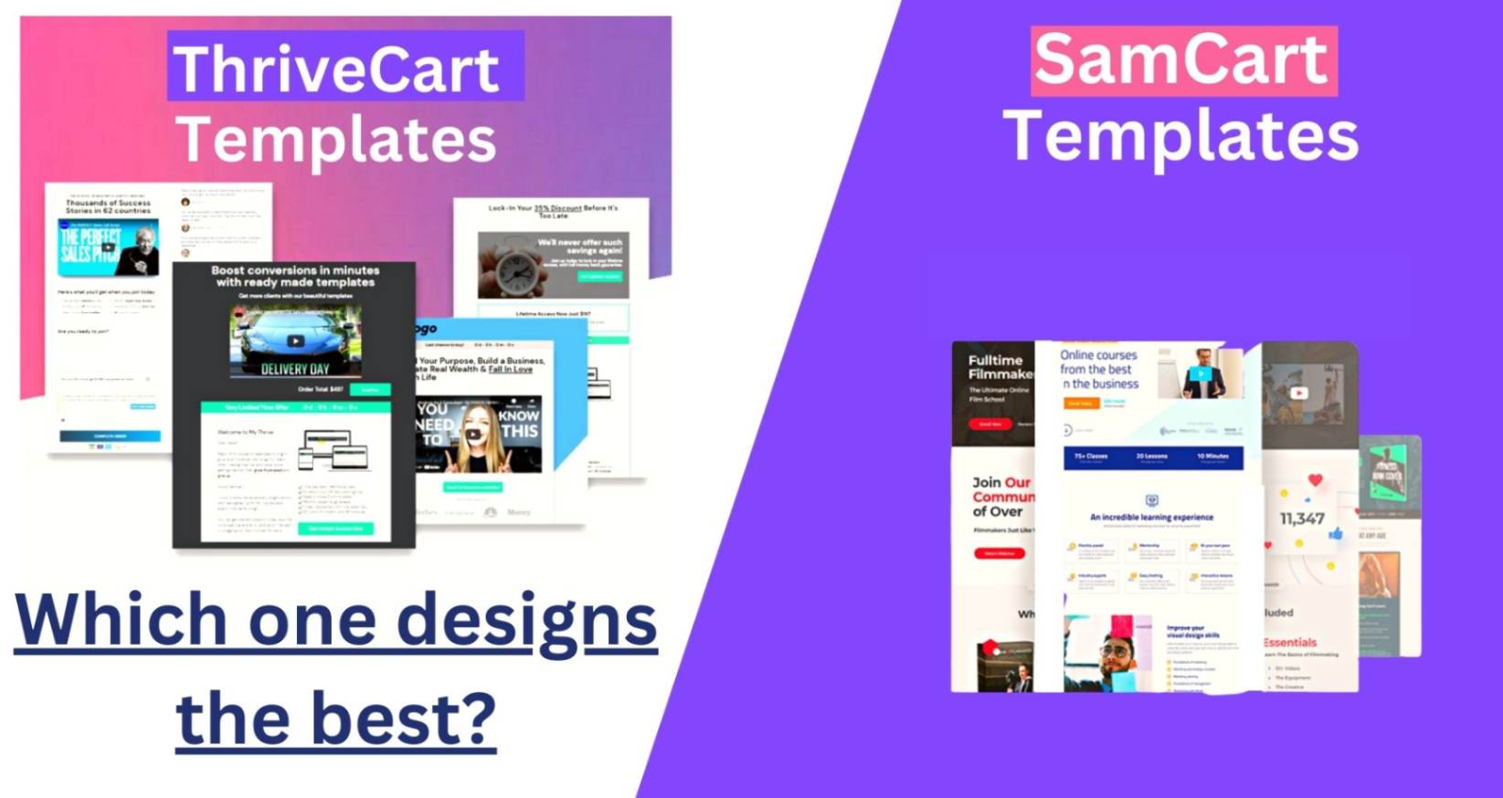 samcart vs thrivecart-template designs and customization.
