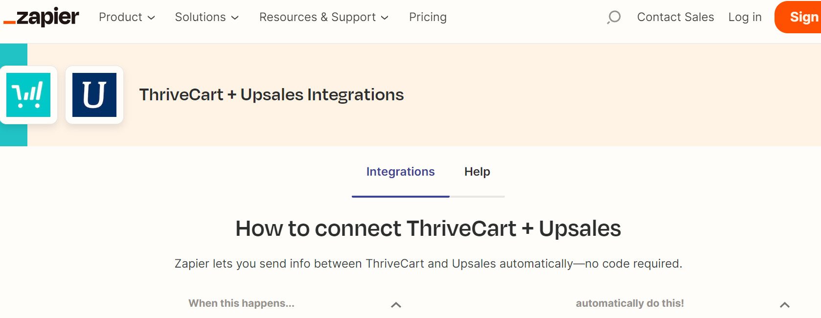 Zapier-ThriveCart plus Upsales Intergrations