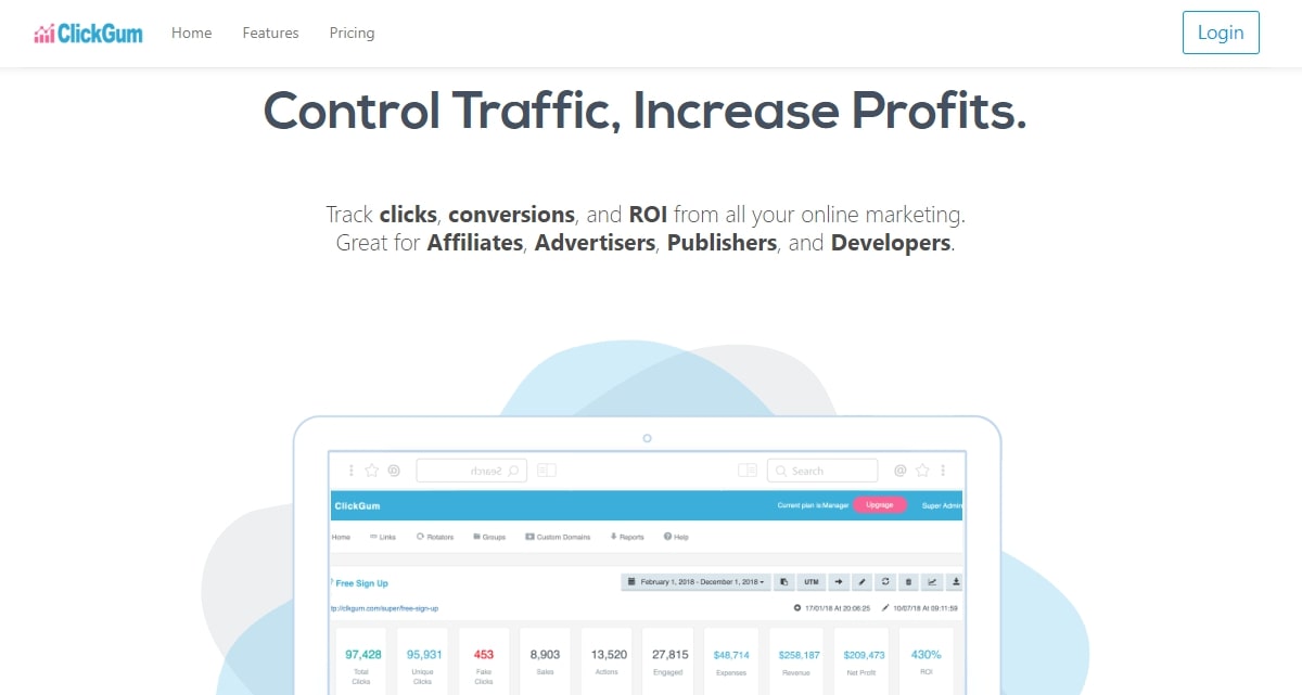 Clickgum Link-Control Traffic, Increase Profit-link tracker tool