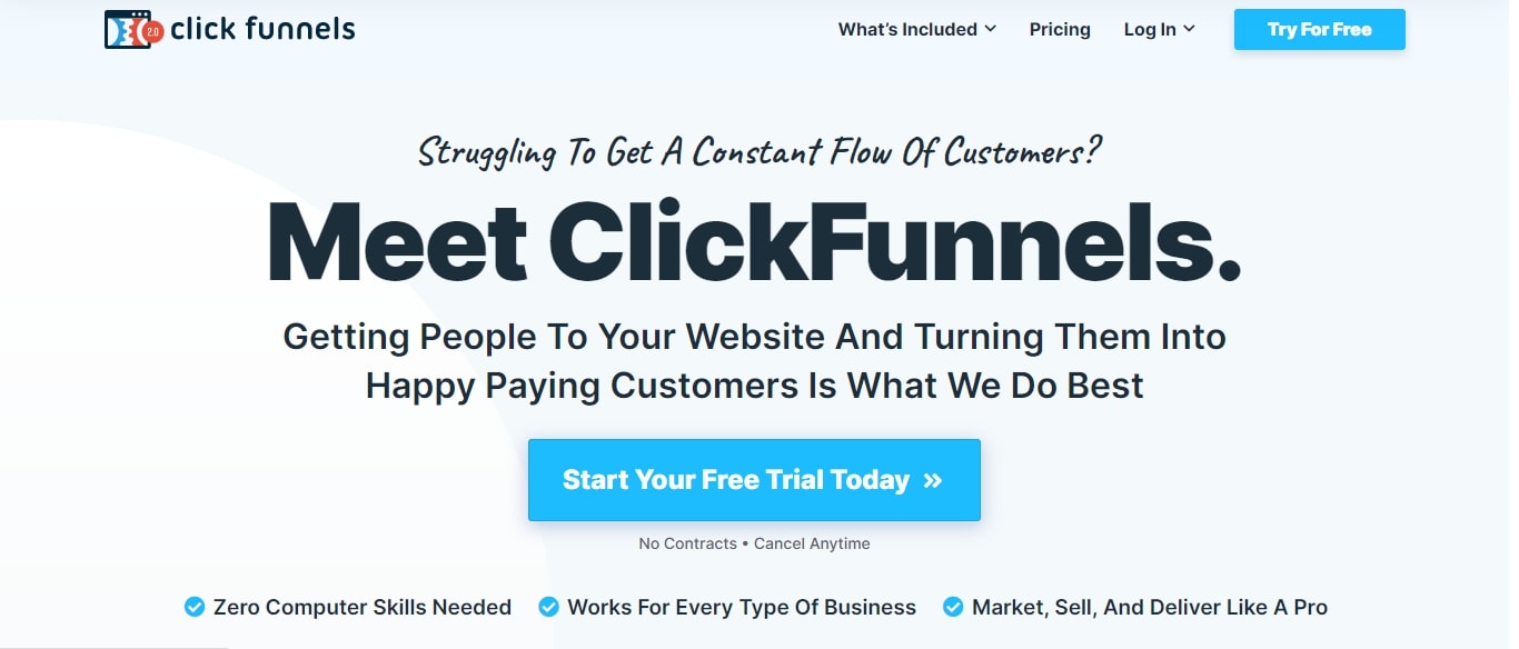 clickfunnels-thrive themes, Meet Clickfunnels- sales page.