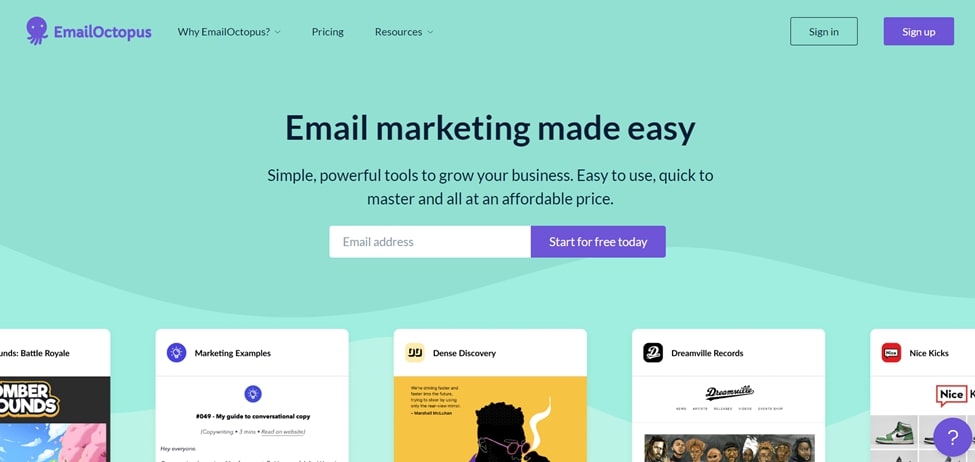 EmailOctopus- email marketing made easy sales page