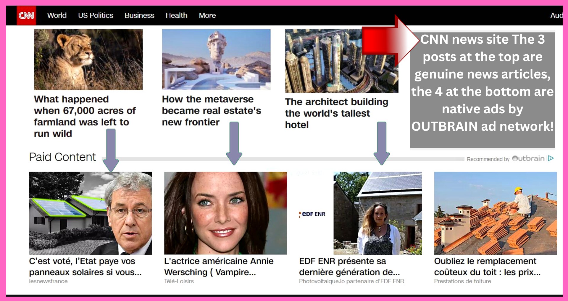 Native ads Outbrain CNN news site