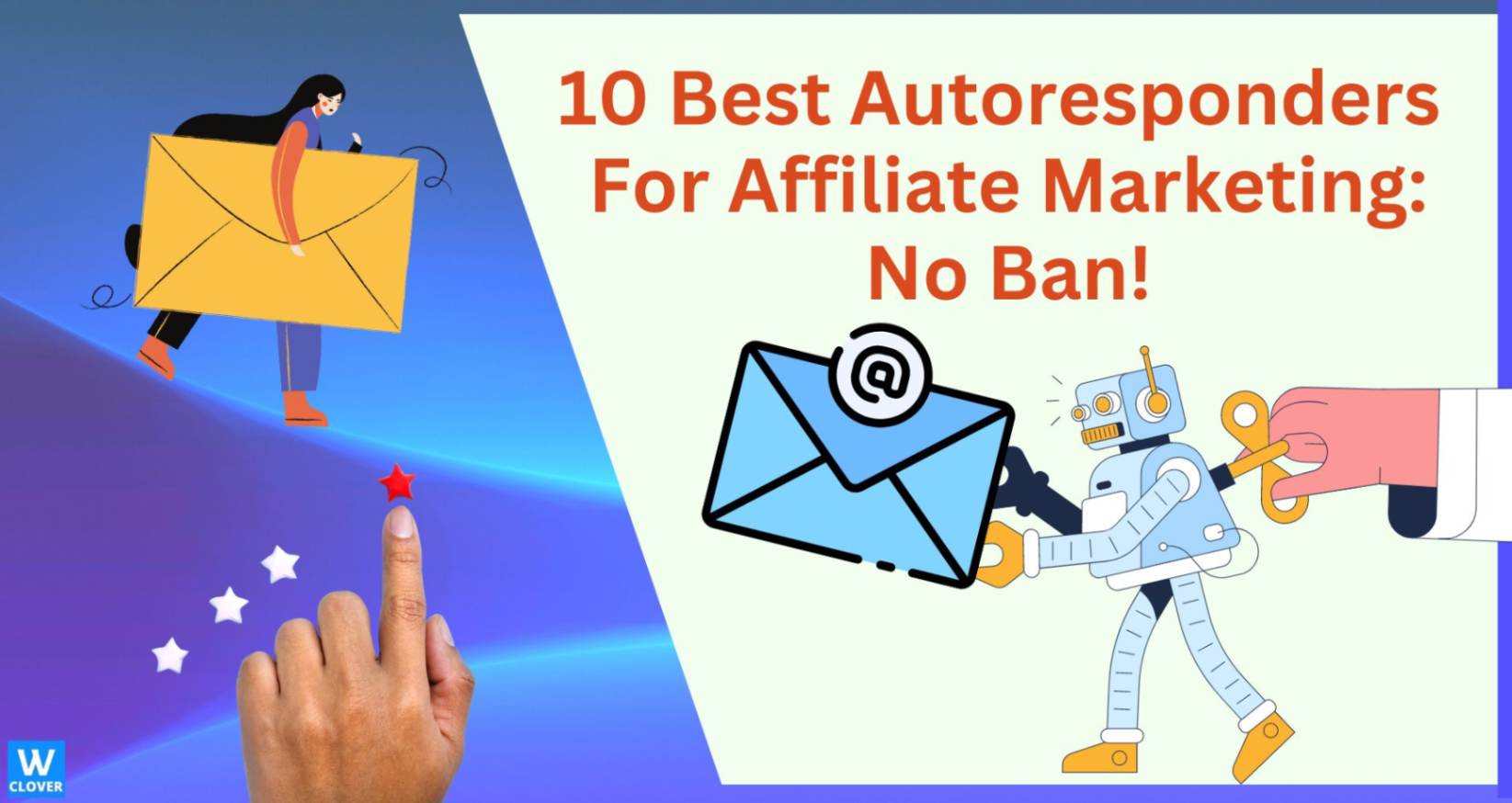 best autoresponder for affiliate marketing- graphics of robot holding envelope on cream background