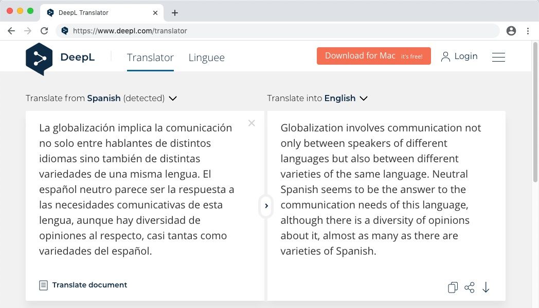  DeepL- artificial intelligence for translations-dashboard