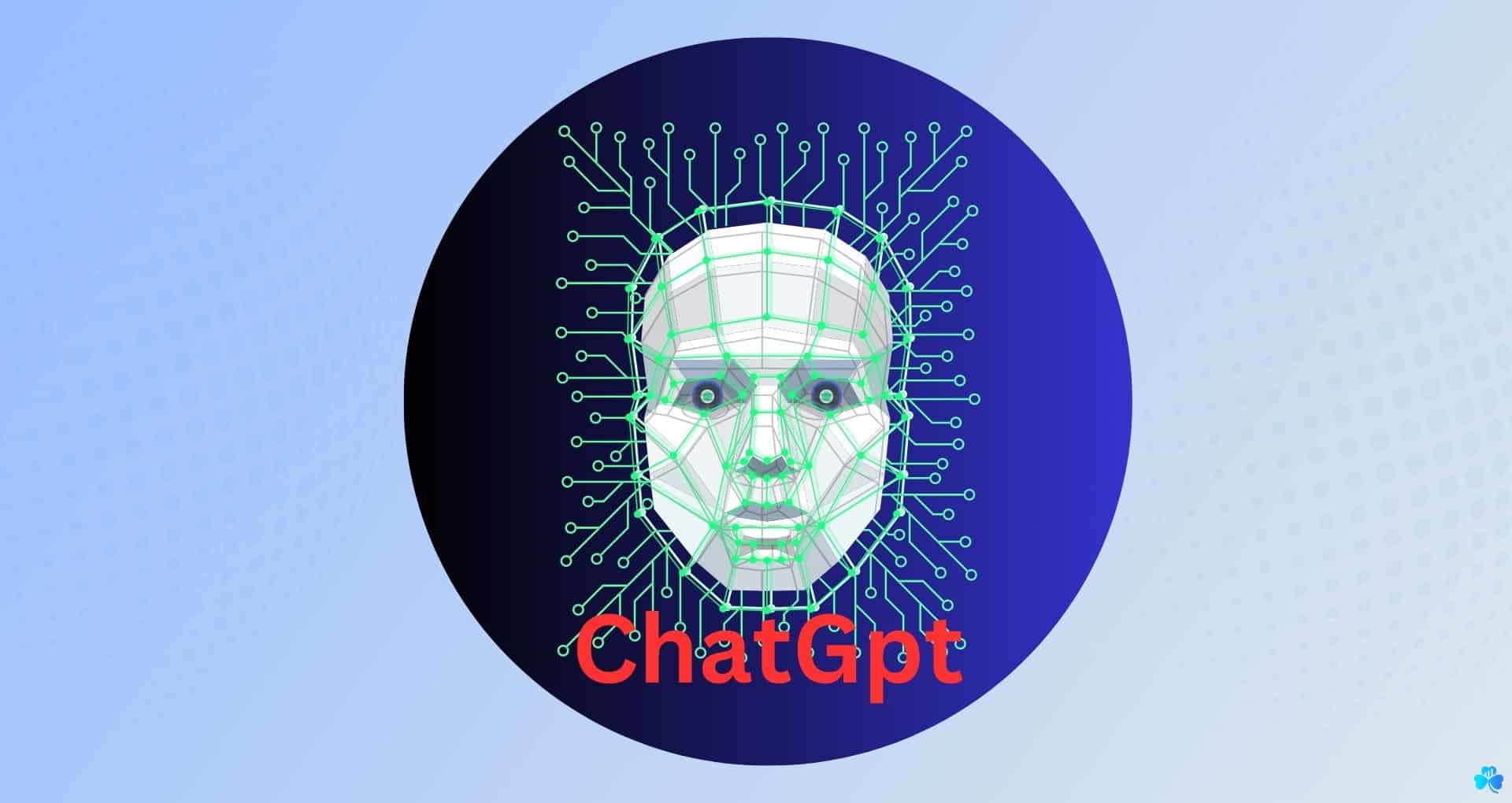 Chat Gpt- graphics,robot face on blue background