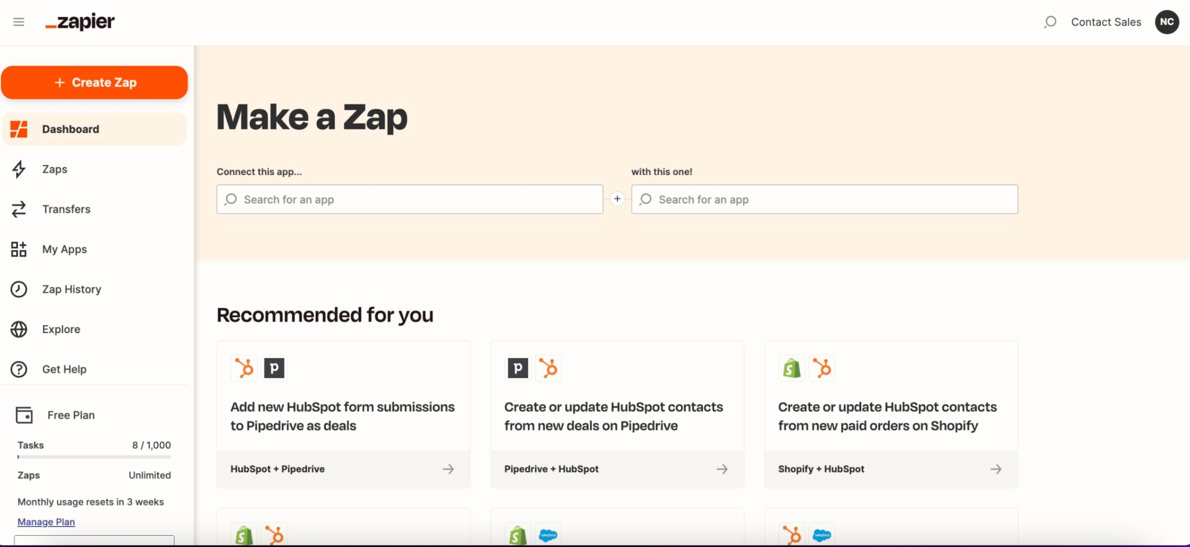 Zapier-artificial intelligence marketing tool- dashboard