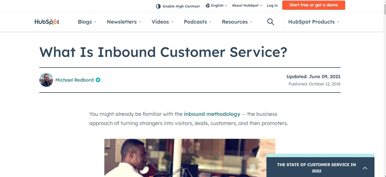 for social media marketers- inbound customer services Hubspot