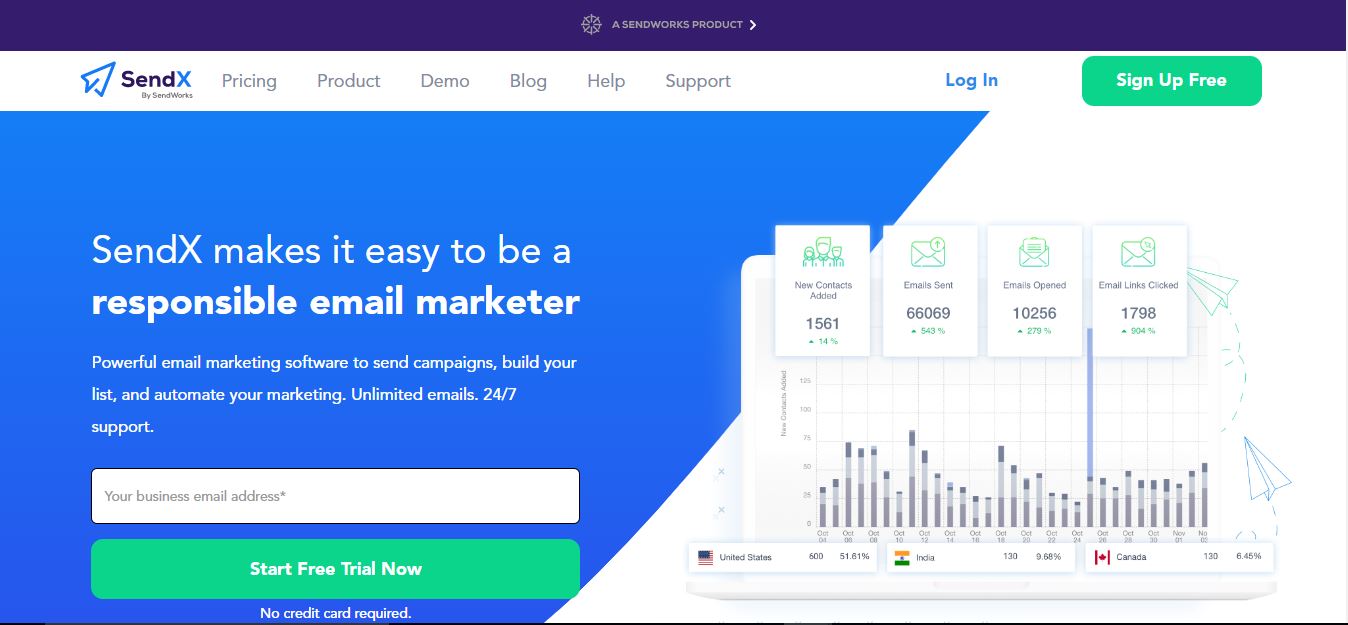 sendx homepage