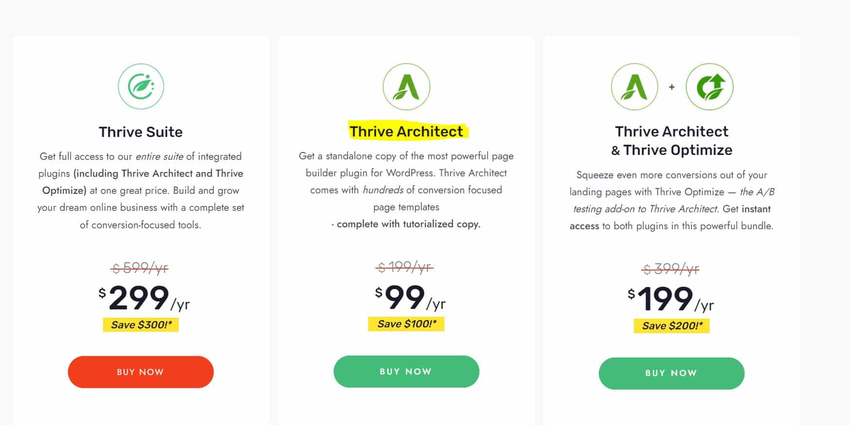 Thrive Architect Pricing 2
