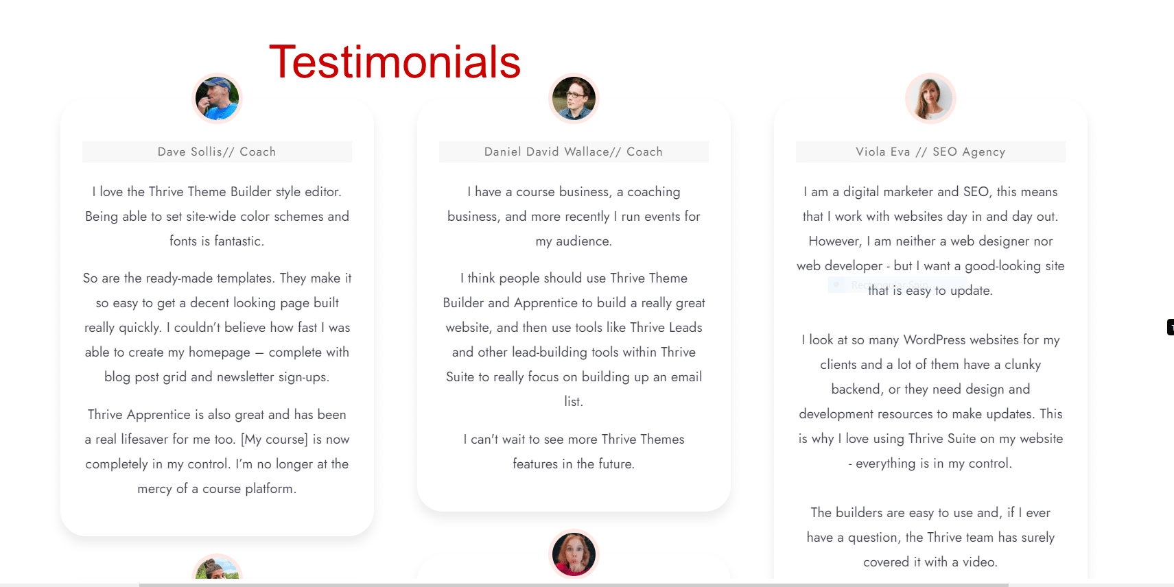 Thrive architect testimonials