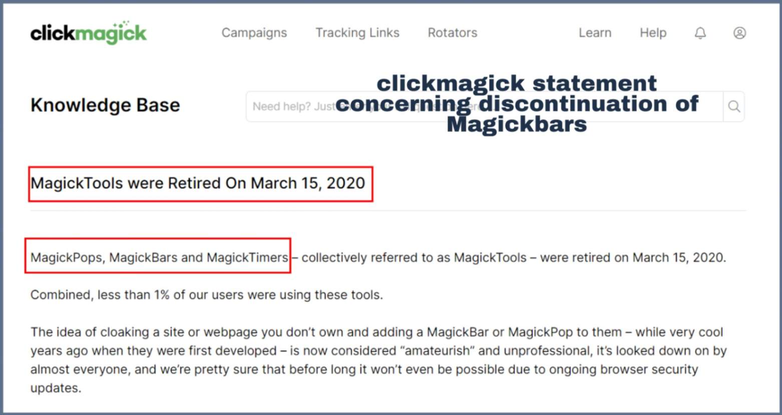 clickmagick has  discontinued Magickbar their statement