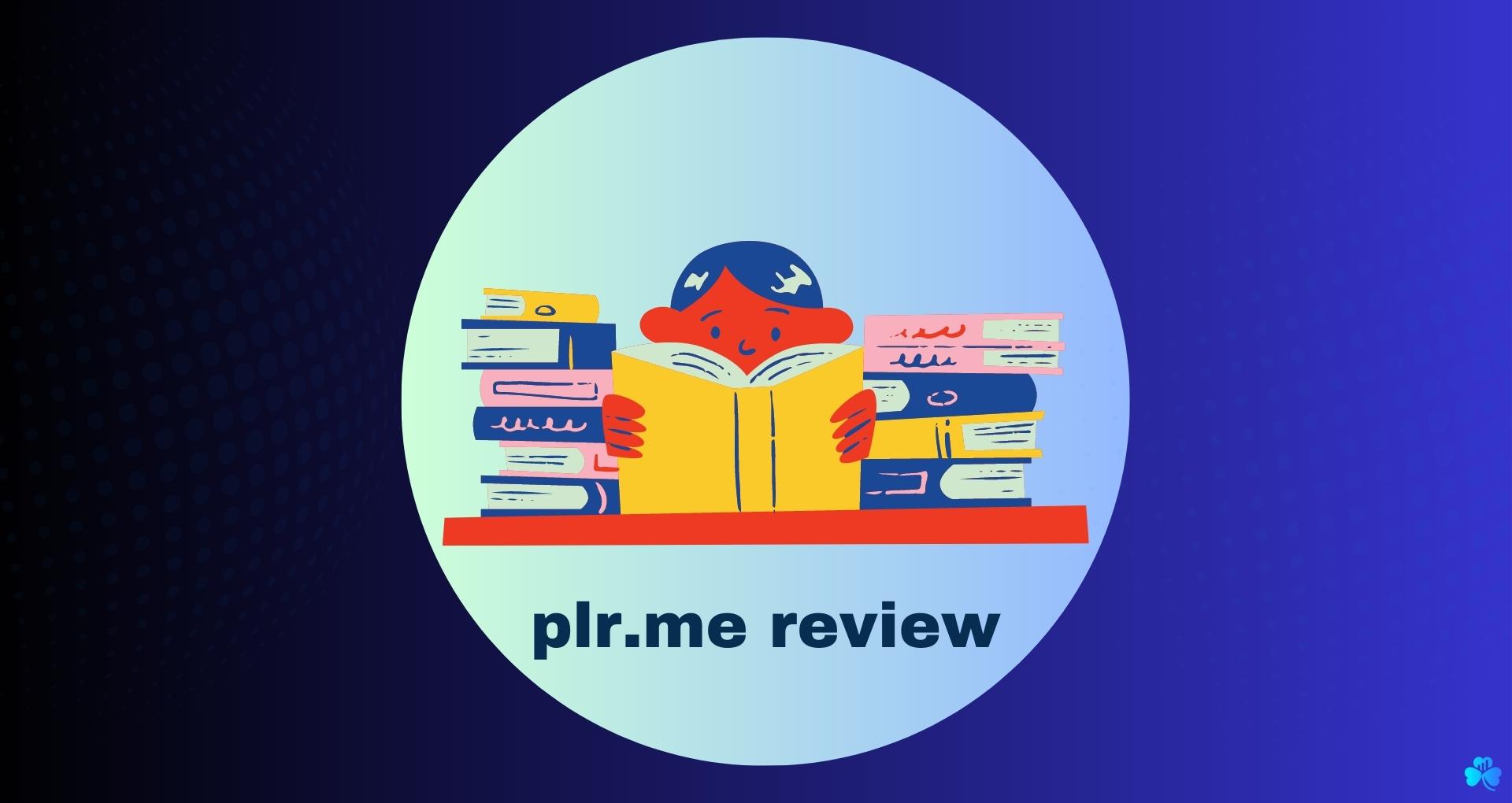 PLR.Me Review-graphics cat reading book on blue background