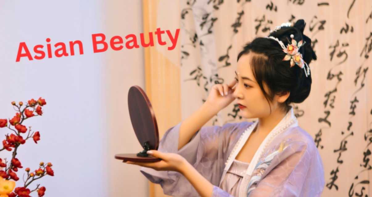 Asian Beauty japanese women looking in the mirror