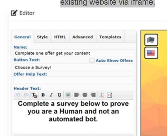 content locker example dashboard