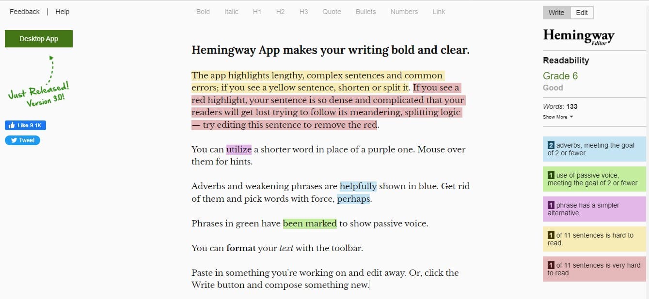 hemingway editor