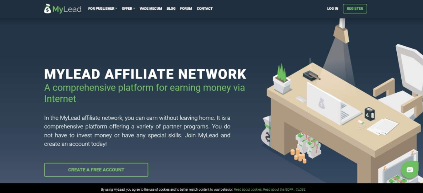 mylead affiliate network homepage