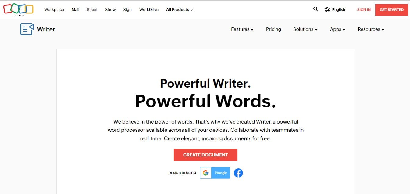 zoho writer