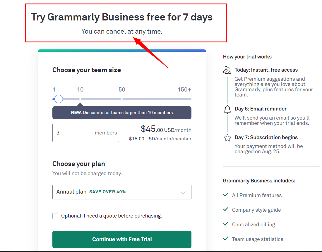 Grammarly business Pricing