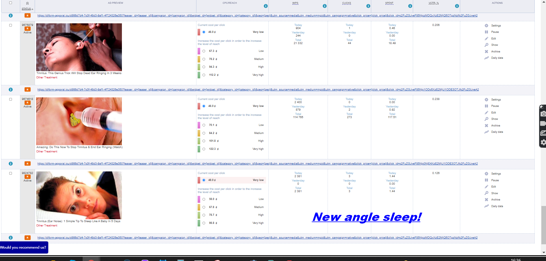 My MGID dashboard perfect integration with Voluum