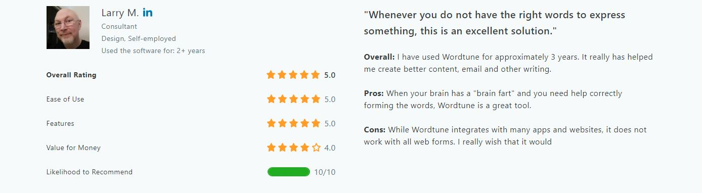 Wordtune Testimonials 1