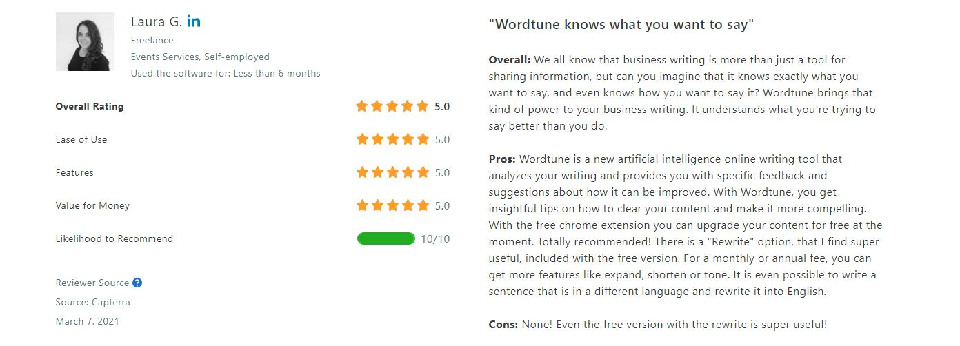 Wordtune Testimonials 3