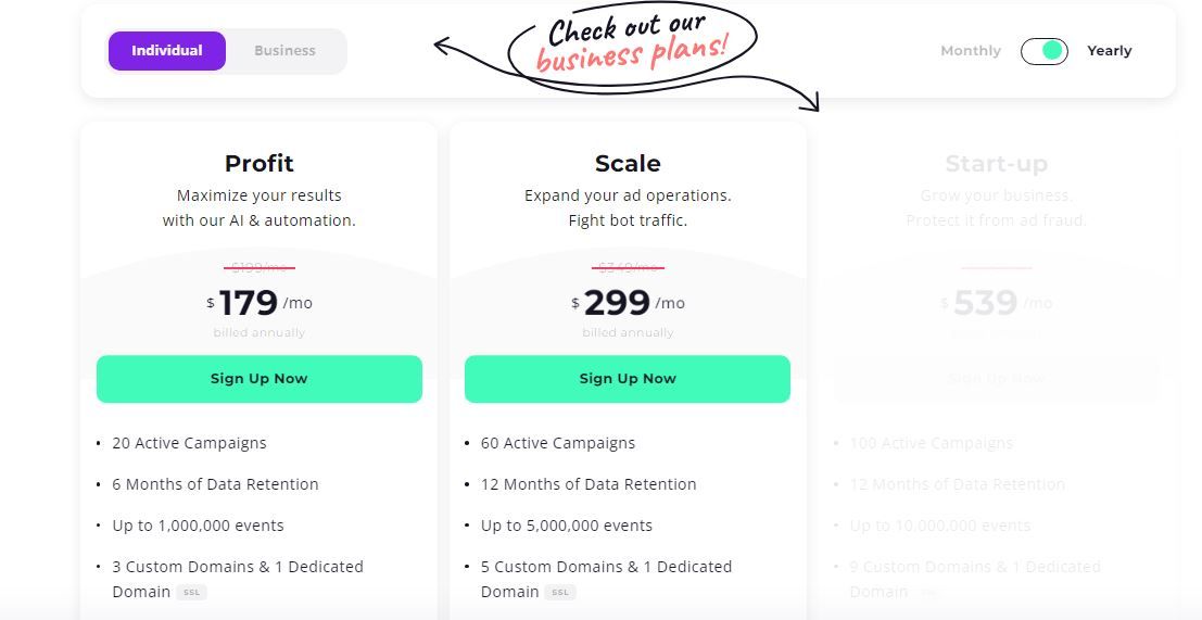 voluum pricing table