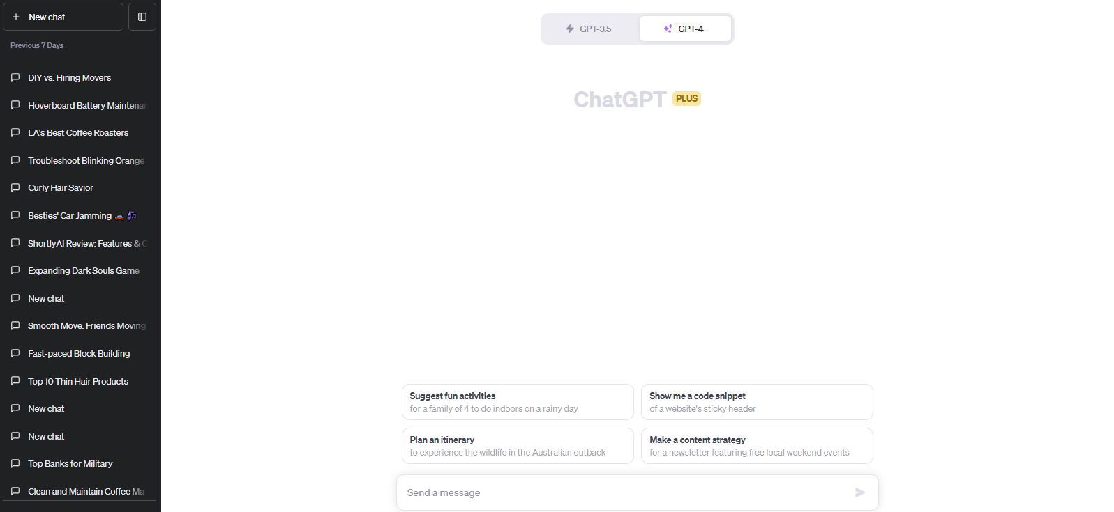 ChatGPT-4 user interface