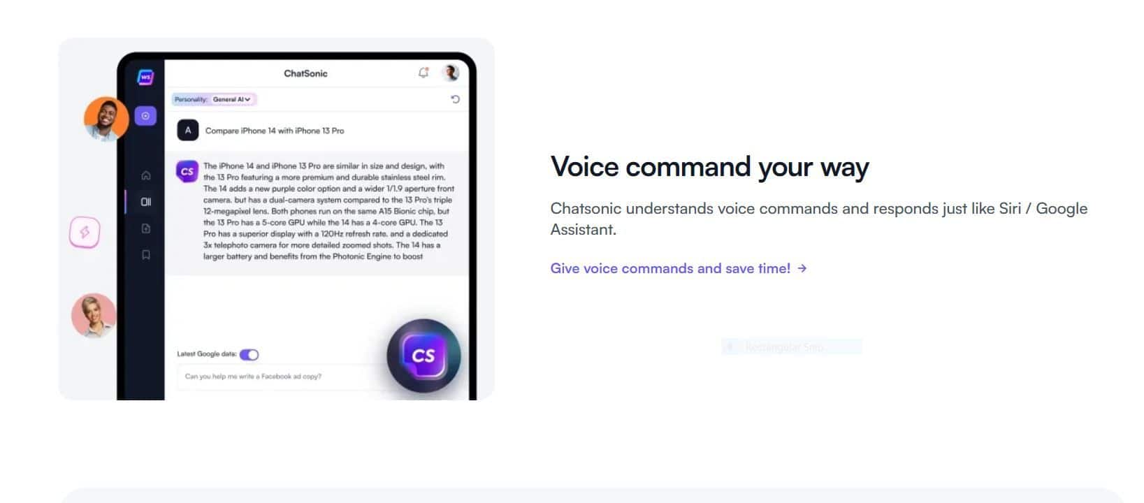 Chatsonic voice command