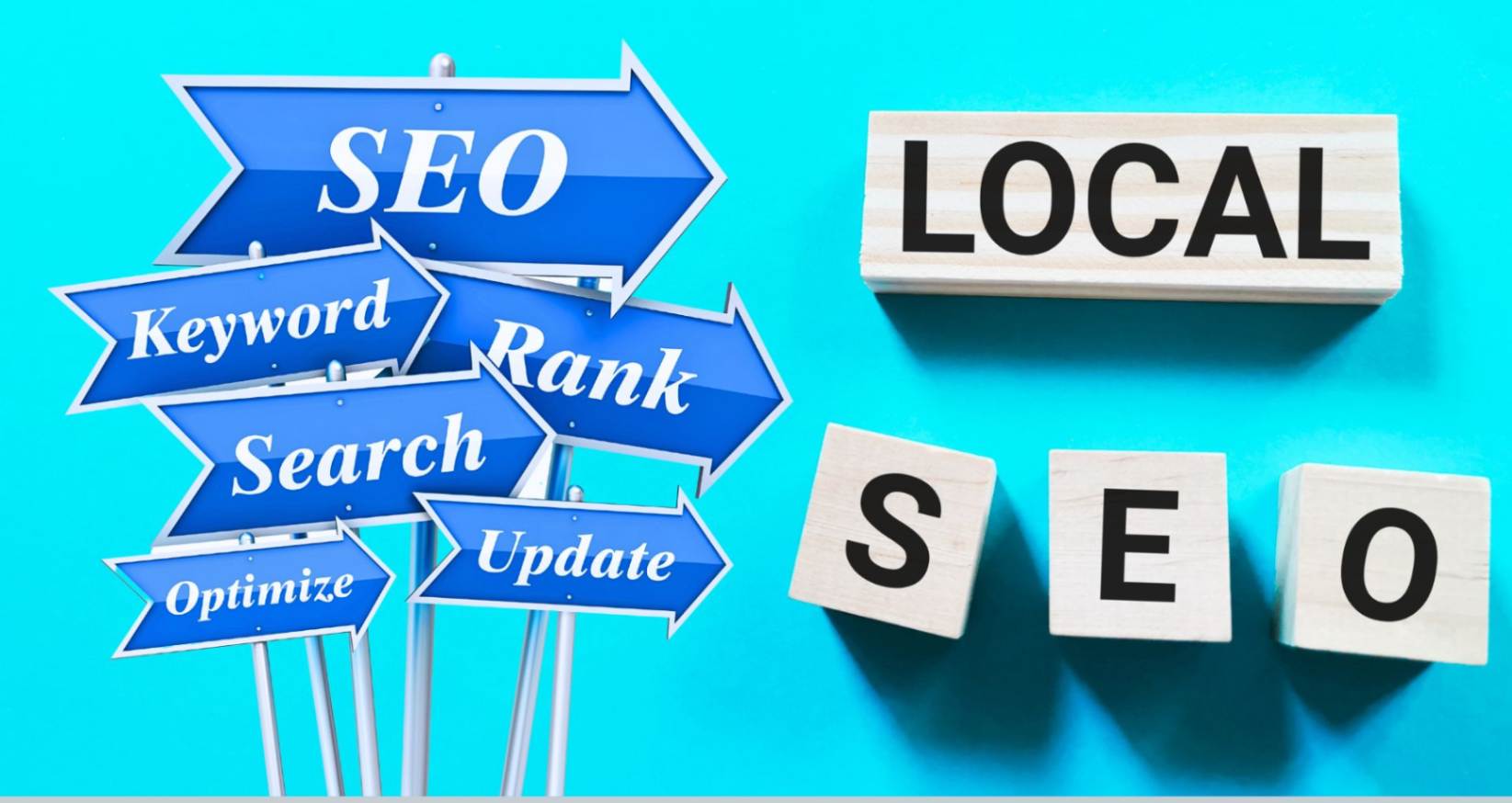 Local SEO graphic blue background