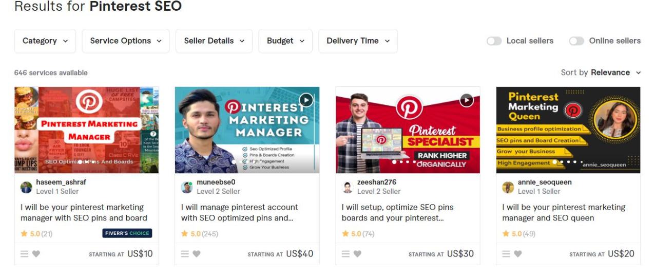 Pinterest SEO gigs