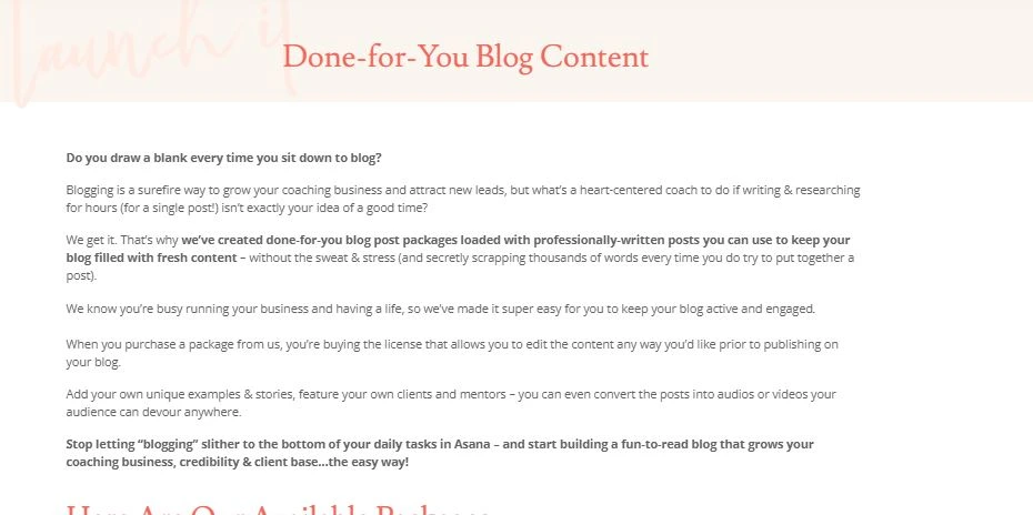 done for you blog content
