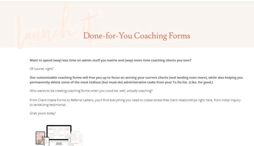 done for you coaching forms