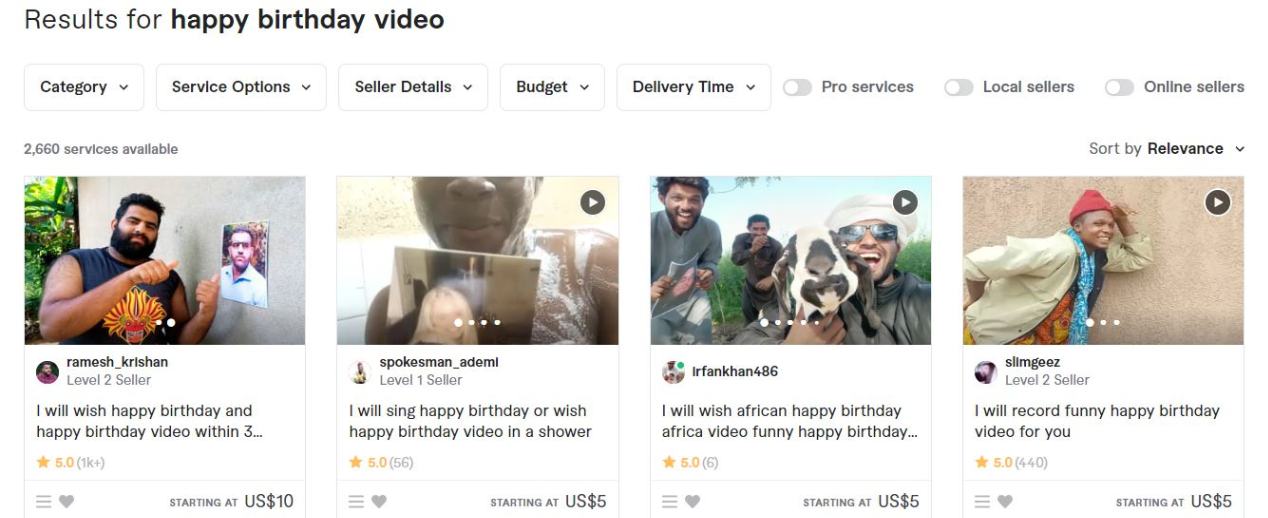 happy birthday video gigs