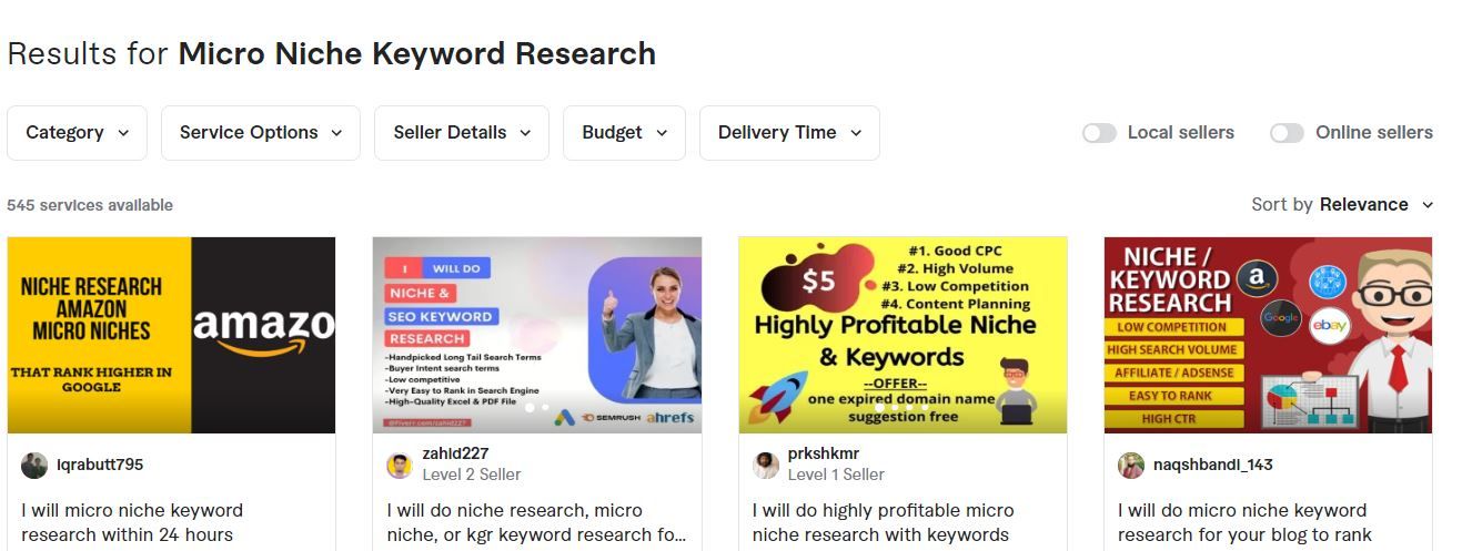 Micro niche keyword search gig