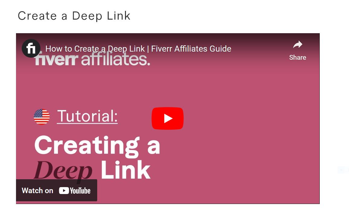 Fiverr deep link creation video