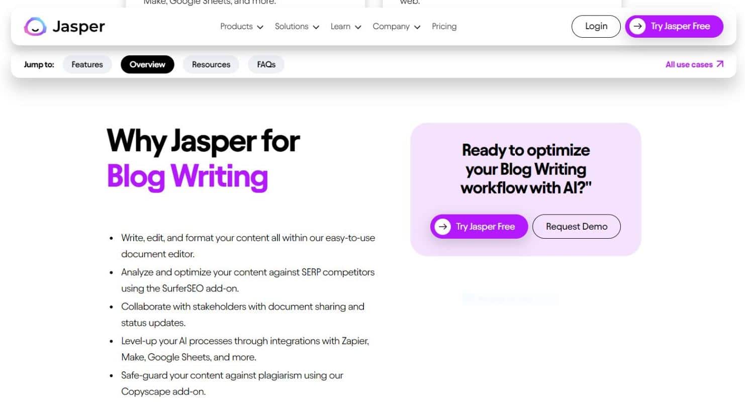 Jasper article writing