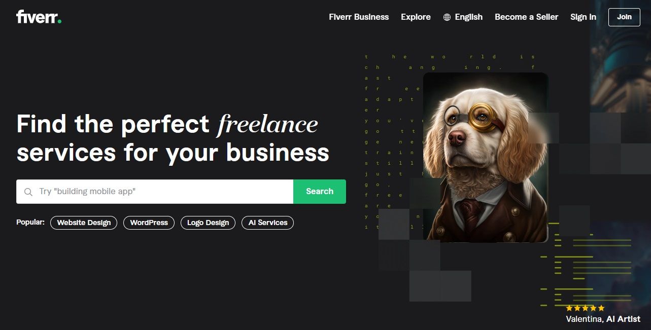 Fiverr homepage